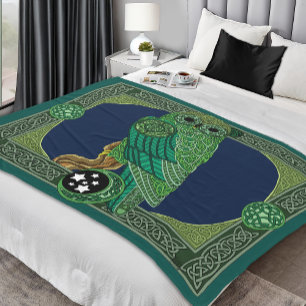 Couverture Polaire Chouette verte celtique