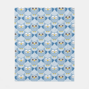 Couverture Polaire Chouettes bleu clair