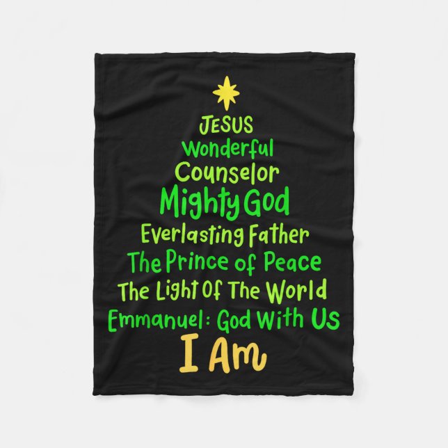 Couverture Polaire Christian Christmas Jesus Bible Names Xmas Tree Sh (Devant)