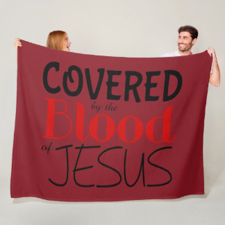 Couverture Polaire Christian COUVERT PAR LE SANG DE JÉSUS Fleece Blan