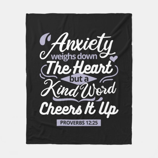 Couverture Polaire Christian Encouragement Quote – Anxiety & Kindness (Devant)