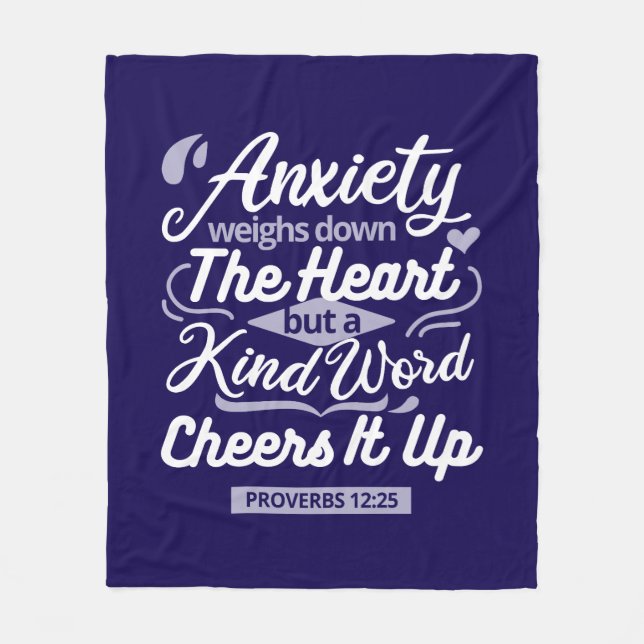 Couverture Polaire Christian Encouragement Quote – Anxiety & Kindness (Devant)