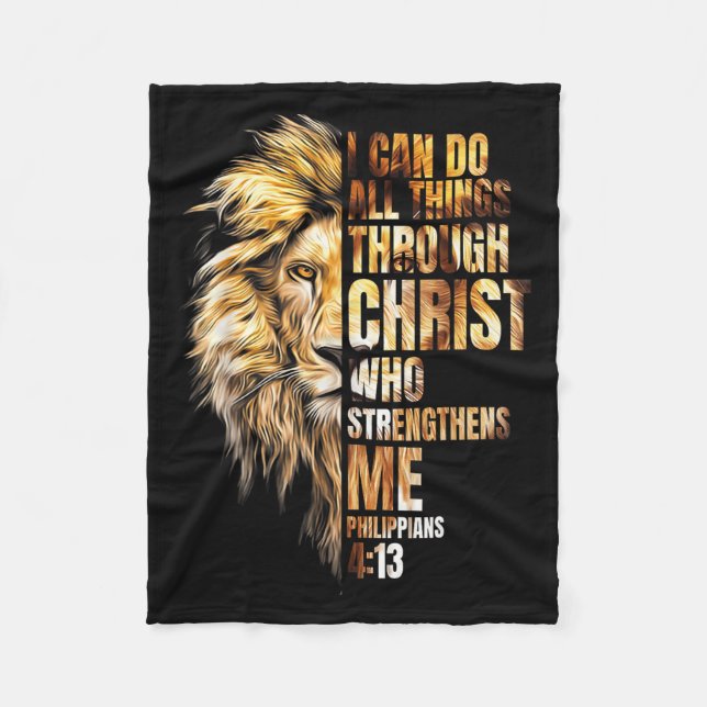 Couverture Polaire Christian I Can Do All Things Through Christ Lion  (Devant)