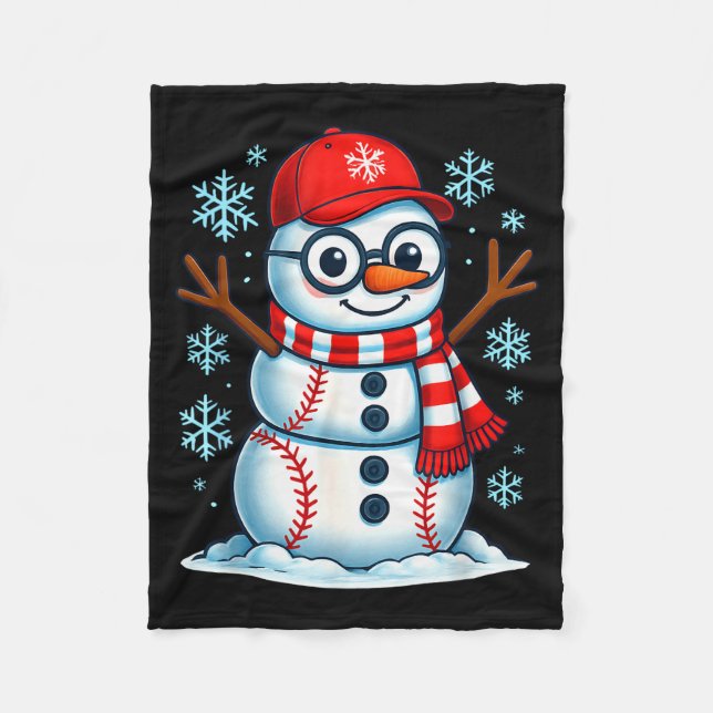 Couverture Polaire Christmas Baseball Snowman Xmas Pajamas Women Men  (Devant)