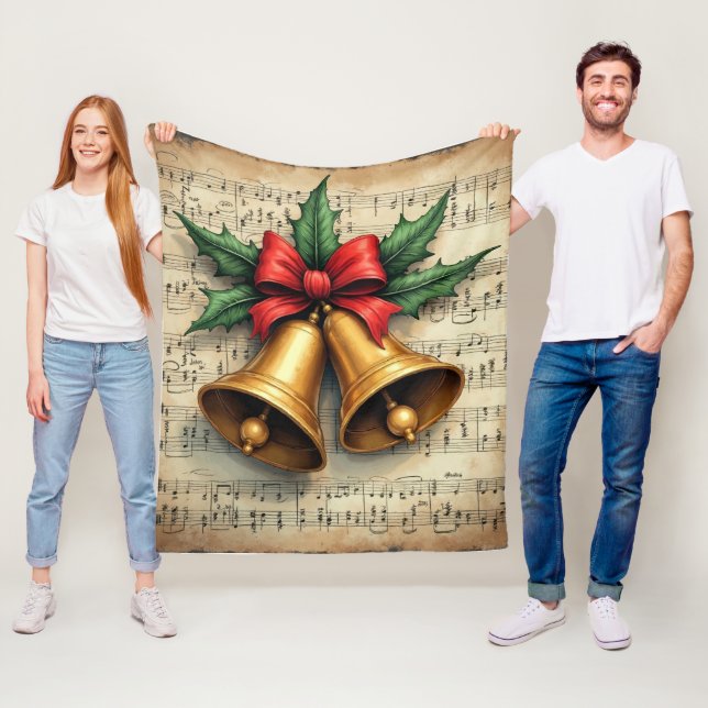 Couverture Polaire Christmas Bells on Sheet Music, (En situation)