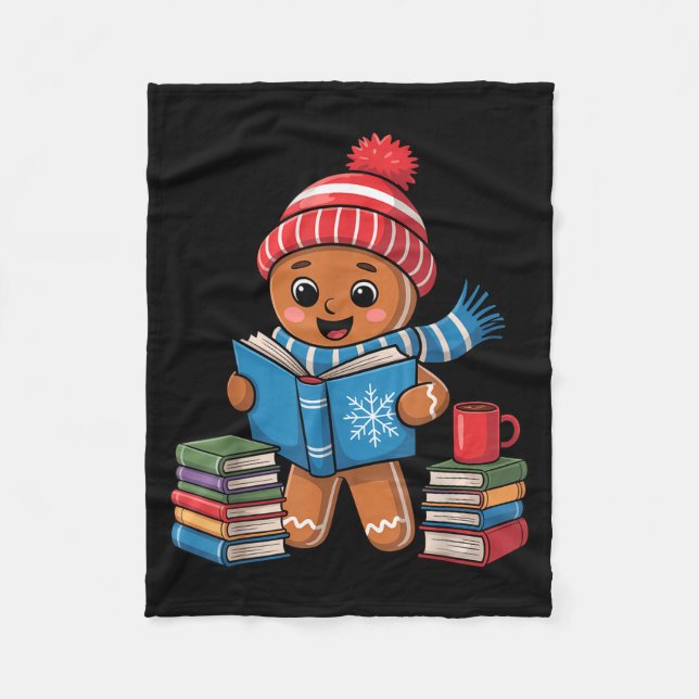 Couverture Polaire Christmas Bookworm Gingerbread Reading Books Funny (Devant)