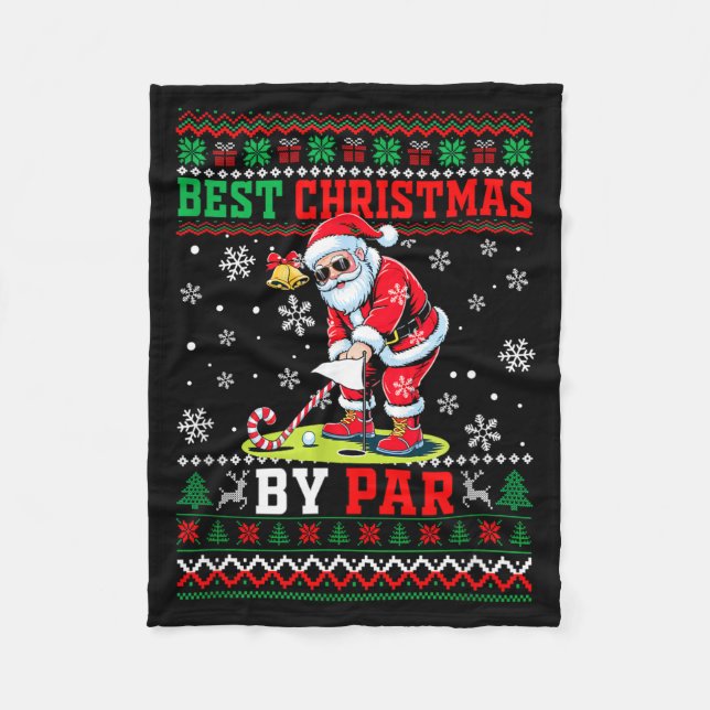 Couverture Polaire Christmas By Par Santa Sweater Playing Golf Golfer (Devant)