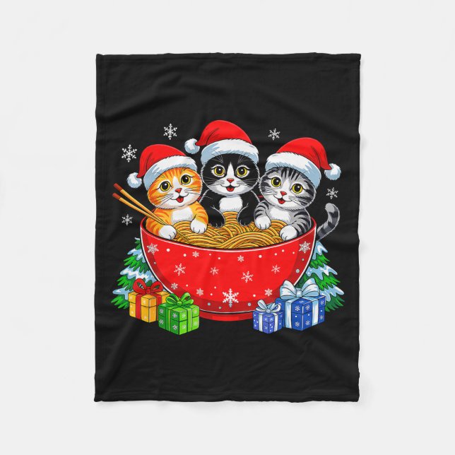 Couverture Polaire Christmas Cats Ramen Kitten Anime Xmas For Men Wom (Devant)