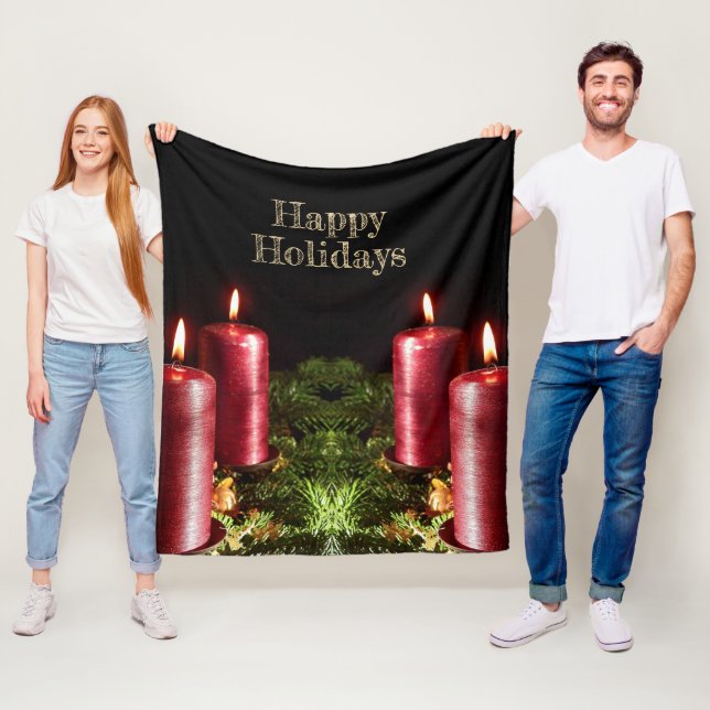 Couverture Polaire Christmas Celebration Red Candles Winter Holidays (En situation)