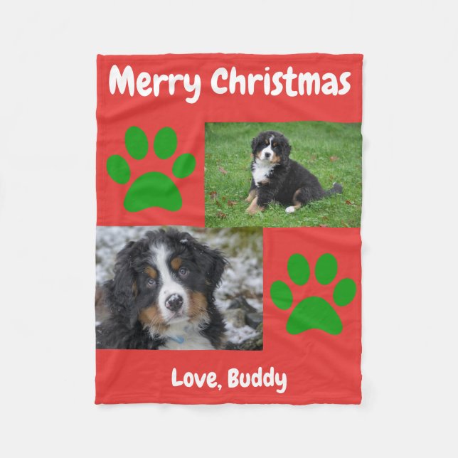 Couverture Polaire Christmas Chien Chat Maman Papa Pet Photo (Devant)