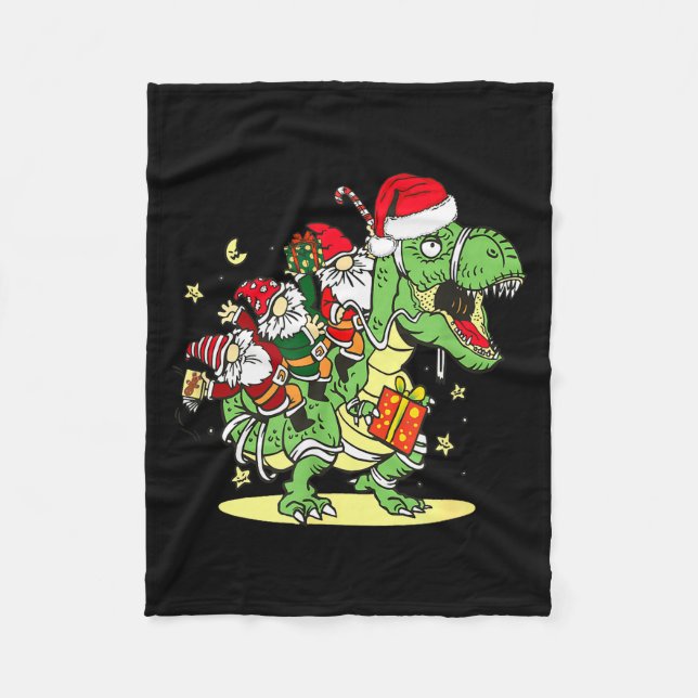 Couverture Polaire Christmas, Dino, Ugly Xmas, Trex Dinosaur, Gnome  (Devant)