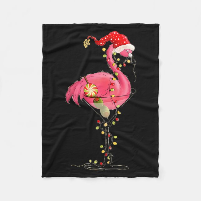 Couverture Polaire Christmas Flamingo In Martini Gl For Trocal Holida (Devant)