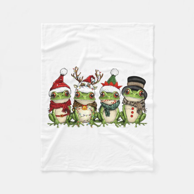 Couverture Polaire Christmas Frog Crew Santa Elf Reindeer Xmas Lights (Devant)