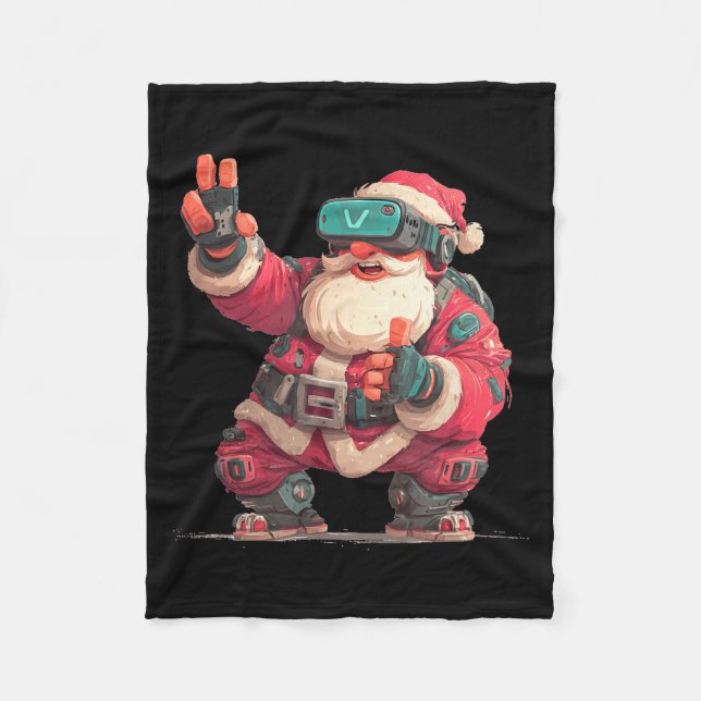 Couverture Polaire Christmas Gamer Look With This Cool Vr Santa Claus (Devant)