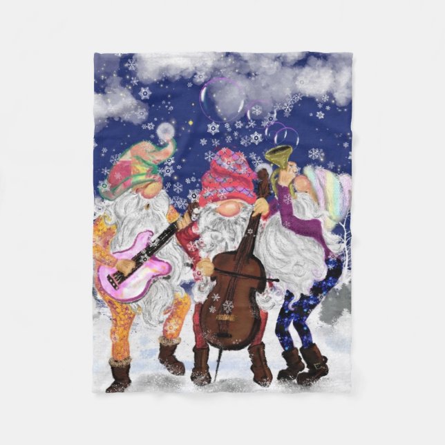 Couverture Polaire Christmas Gnome Music Band Fleece Blanket (Devant)