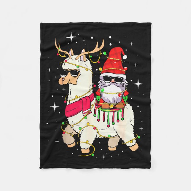 Couverture Polaire Christmas Gnome On Llama, Cute Alpaca Chanukah Chr (Devant)