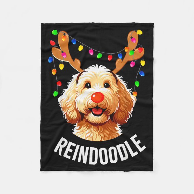 Couverture Polaire Christmas Goldendoodle Reindeer Doodle Dog Reindoo (Devant)