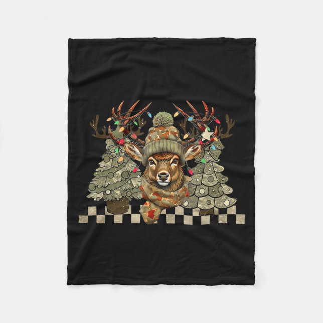Couverture Polaire Christmas Holiday Camo Hunting Reindeer Deer Xmas  (Devant)