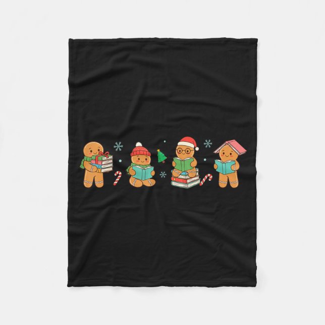 Couverture Polaire Christmas Library Gingerbread Man Books Lover Book (Devant)