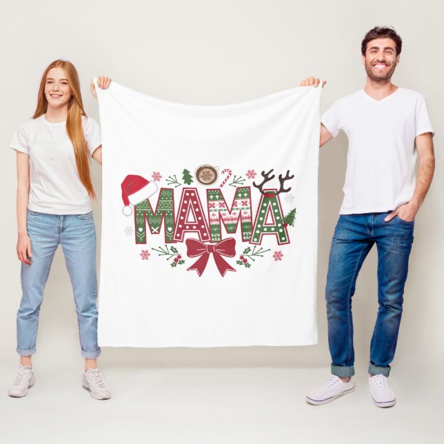 Couverture Polaire Christmas Mama Coquette Bow Mama Claus Tree Cake (En situation)