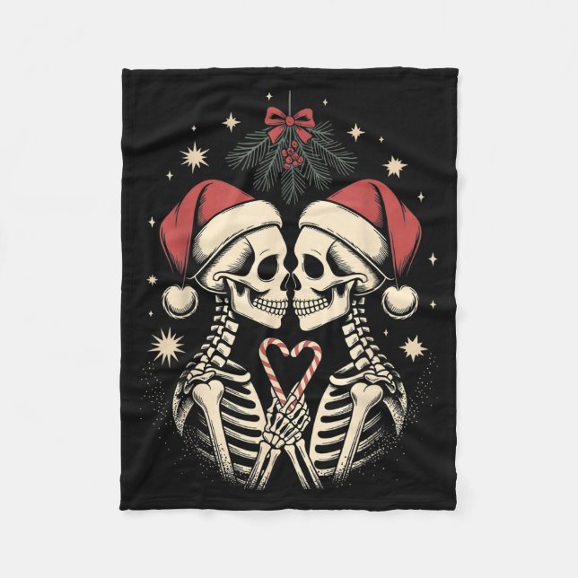 Couverture Polaire Christmas Matching Gothic Couple Dark Humor Skelet (Devant)