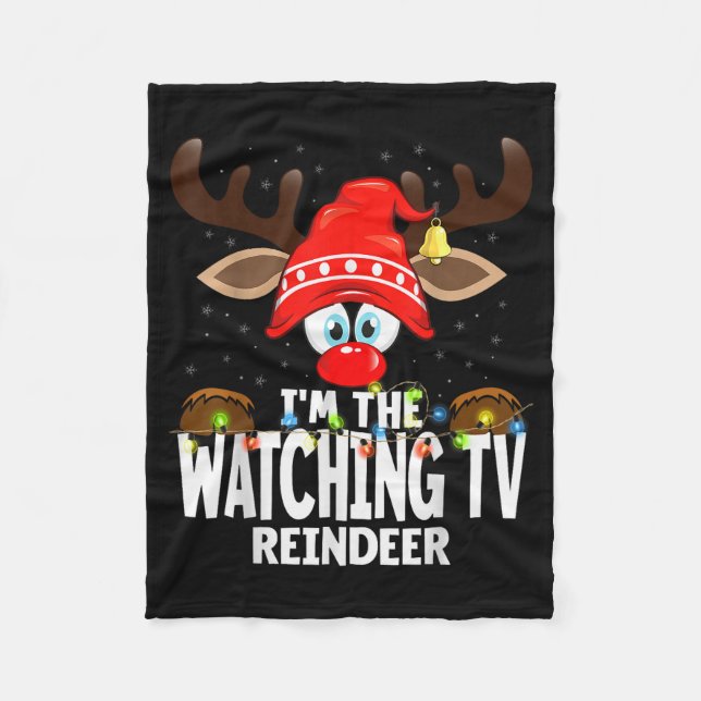 Couverture Polaire Christmas Matching I'm The Watching Tv Reindeer  (Devant)