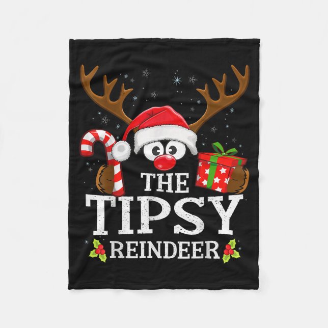 Couverture Polaire Christmas Matching The Tipsy Reindeer Family  (Devant)