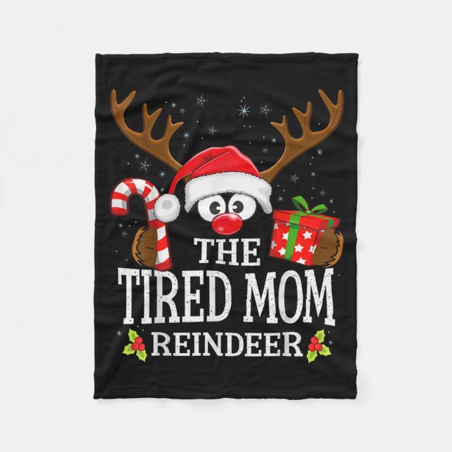 Couverture Polaire Christmas Matching The Tired Mom Reindeer Family  (Devant)