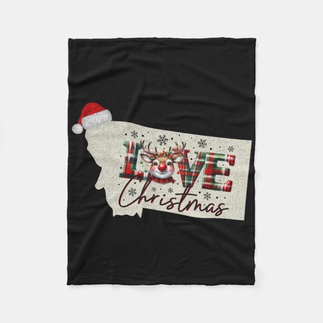 Couverture Polaire Christmas Montana Xmas State Map Montana Christmas (Devant)