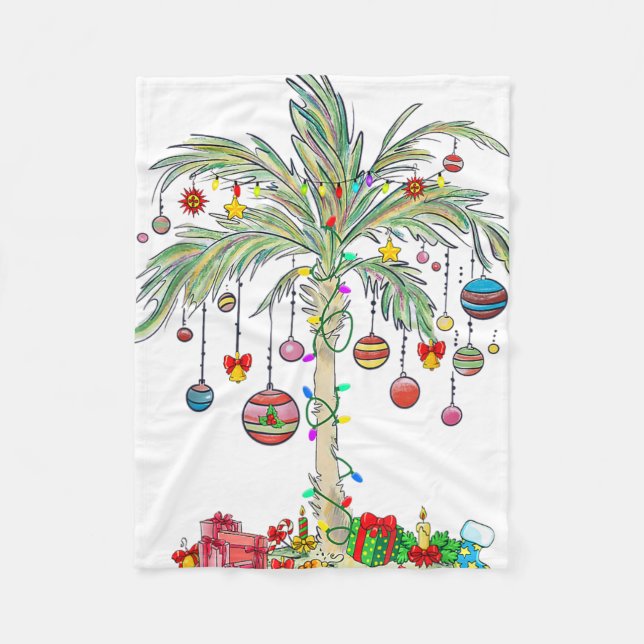 Couverture Polaire Christmas Palm Tree Light Hawaiian Tropical Xmas  (Devant)