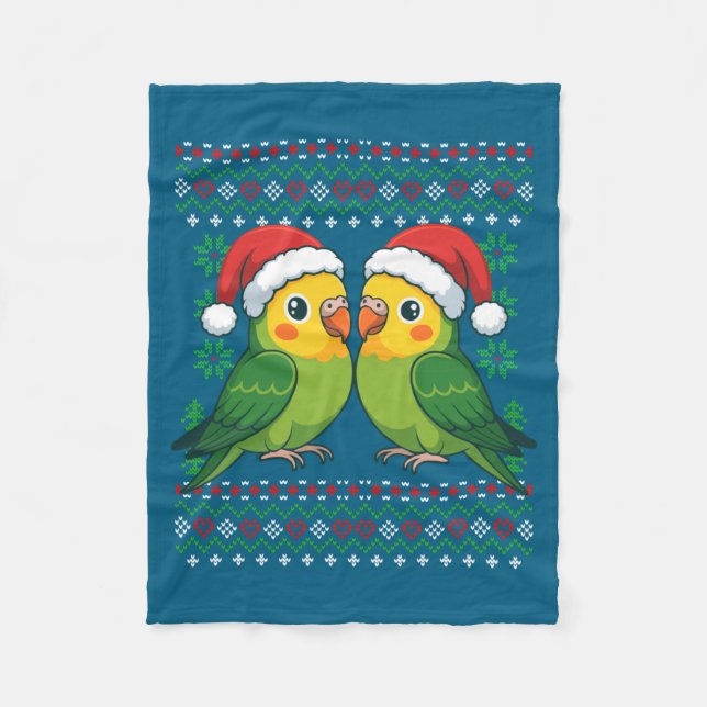 Couverture Polaire Christmas Parakeet Ugly Xmas Sweater Parakeets Lon (Devant)
