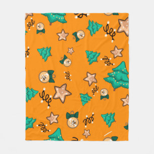 Couverture Polaire Christmas pattern with candles, Tangerinesbackgrou