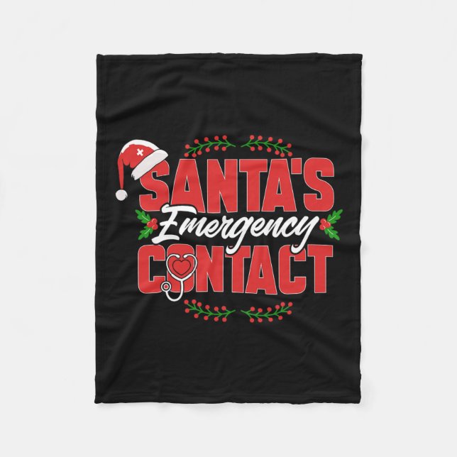 Couverture Polaire Christmas Père Noël Contact d'urgence. Infirmière (Devant)