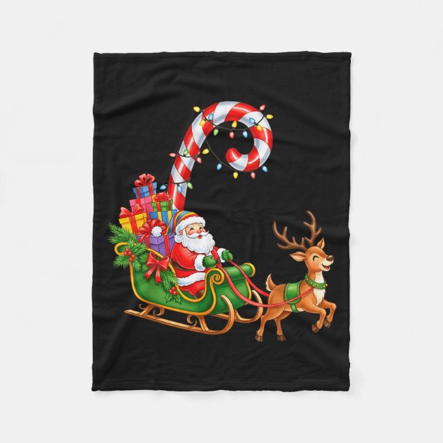 Couverture Polaire Christmas Santa Claus Riding Reindeer Lights Men W (Devant)
