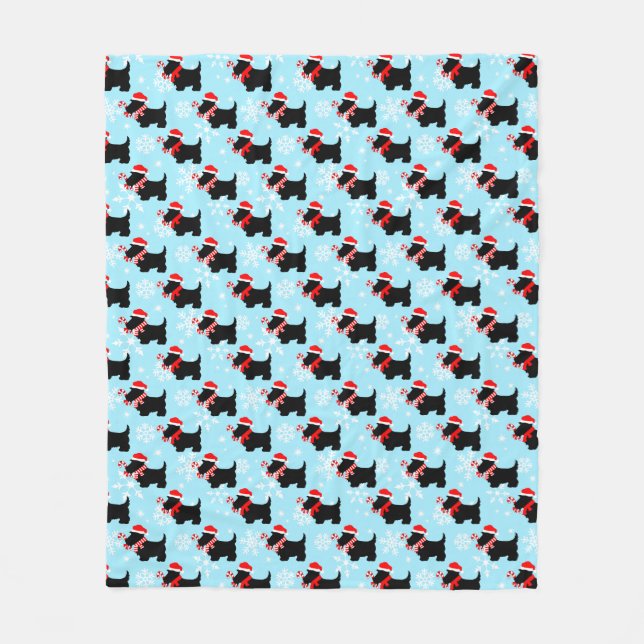 Couverture Polaire Christmas Scottie Dogs Pattern (Devant)