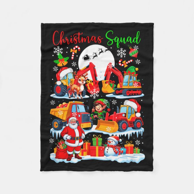 Couverture Polaire Christmas Squad Construction Trucks Excavators San (Devant)