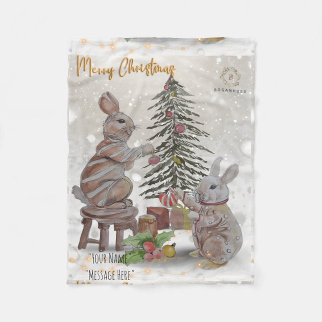 Couverture Polaire Christmas Theme Bunny Boganhues Print (Devant)