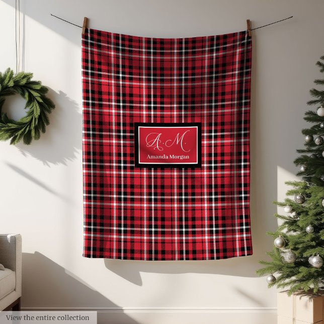 Couverture Polaire Christmas Throw Blanket Red Black Tartan Style (Christmas Throw Blanket Red Black Tartan Style)