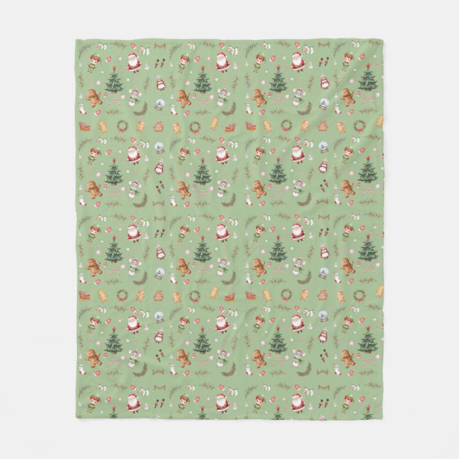 Couverture Polaire Christmas Tree Santa cute character holiday design (Devant)