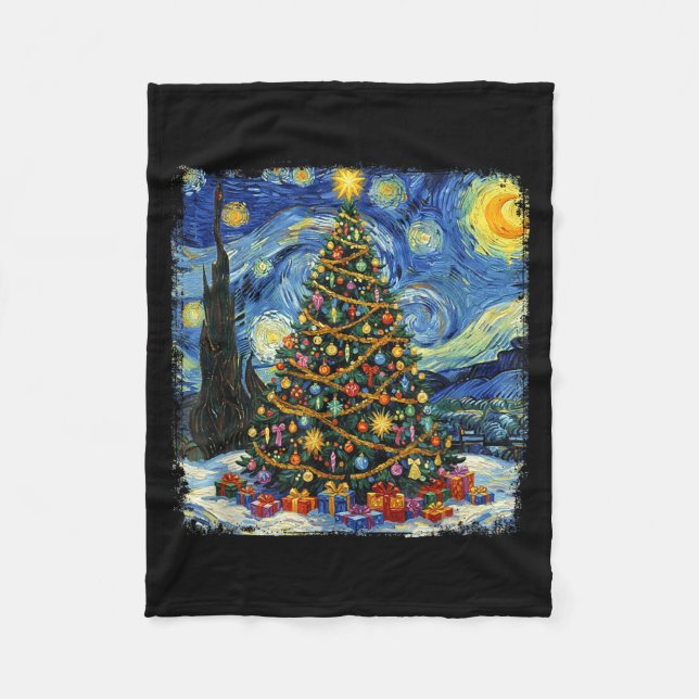 Couverture Polaire Christmas Tree Van Gogh Starry Night Christmas 202 (Devant)