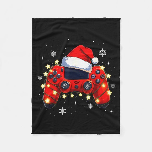 Couverture Polaire Christmas Video Game Controller Santa Hat Gamer Bo (Devant)