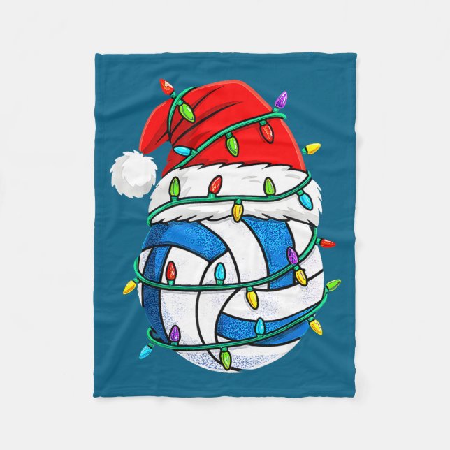 Couverture Polaire Christmas Volleyball Santa Hat Lights Srts Xmas Pa (Devant)