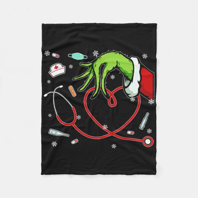 Couverture Polaire Christmas Xmas Heart Rn Cna Icu Scurb Nurse Doctor (Devant)