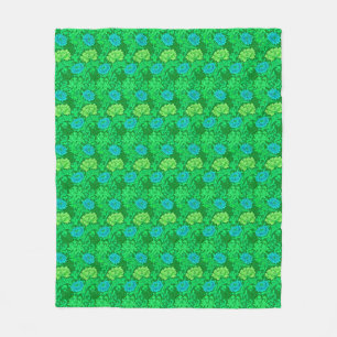 Couverture Polaire Chrysanthèmes William Morris, vert citron et aigue