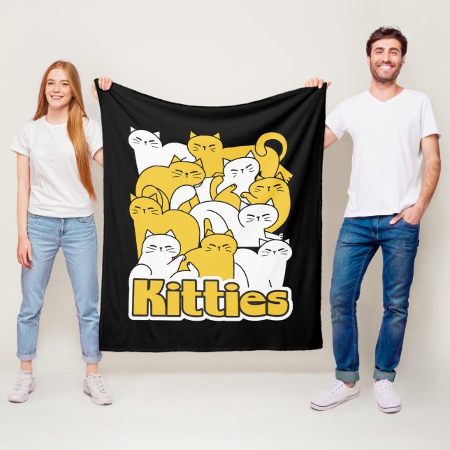 Couverture Polaire Chubby Kitties Design - Cat Art adorable (En situation)