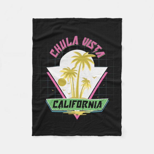 Couverture Polaire Chula Vista California Retro Vaporwave Beach  (Devant)