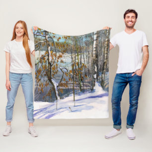 Couverture Polaire Chute de neige aquarelle peinture
