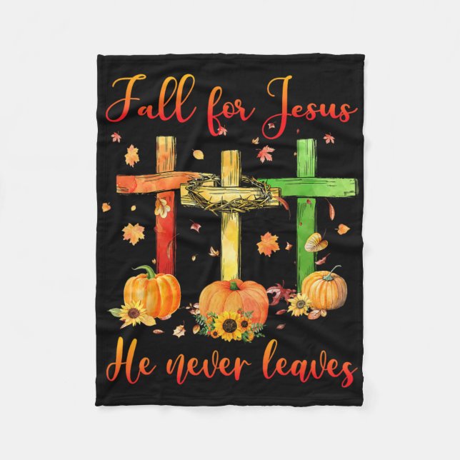 Couverture Polaire Chute Pour Jésus Il N'A Jamais Feuille Automne Chr (Devant)