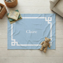 Ciel Bleu et Clé Grecque Monogramme Blanc