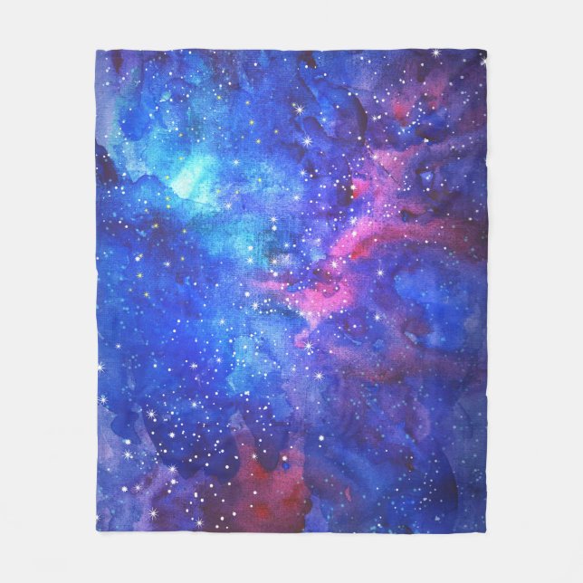 Couverture Polaire Ciel de nuit de l'aquarelle de Galaxy. (Devant)